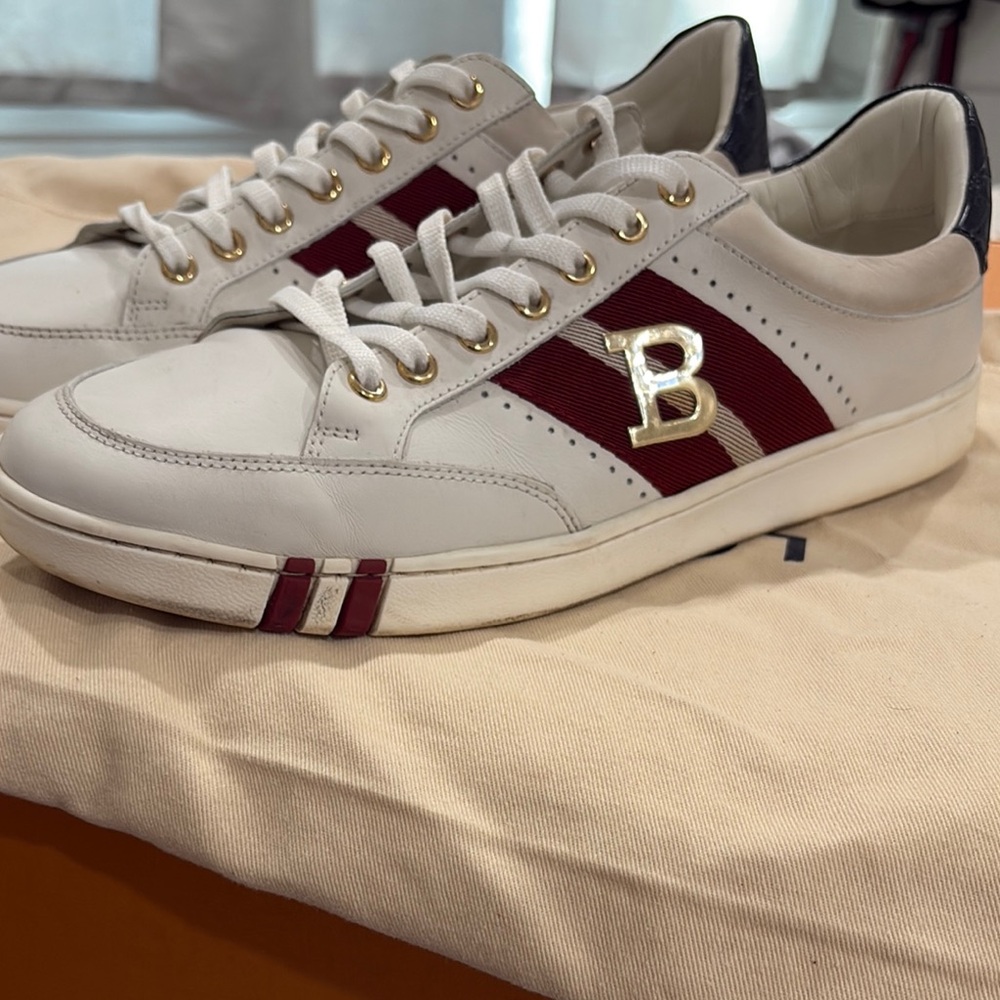 Bally White and Red Sneakers